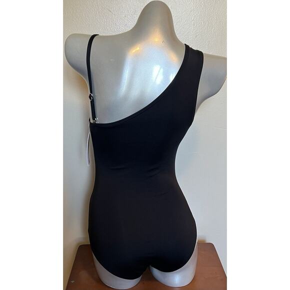 Michael Kors One Piece Swimsuit Size 6 Black Underwire One Shoulder Womens NEW - Picture 8 of 11